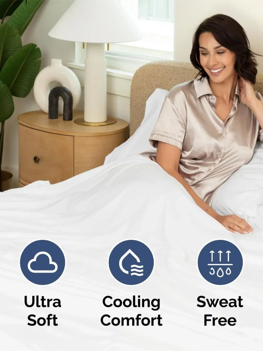 Queen Size 4 Piece Sheet Set White Oeko-Tex Deep Pockets Easy-Fit Wrinkle Free